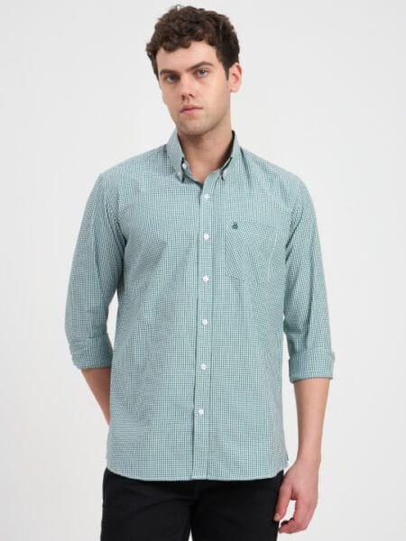 Bharggo Gents Pepper Cotton Dobby Shirt - Green, L